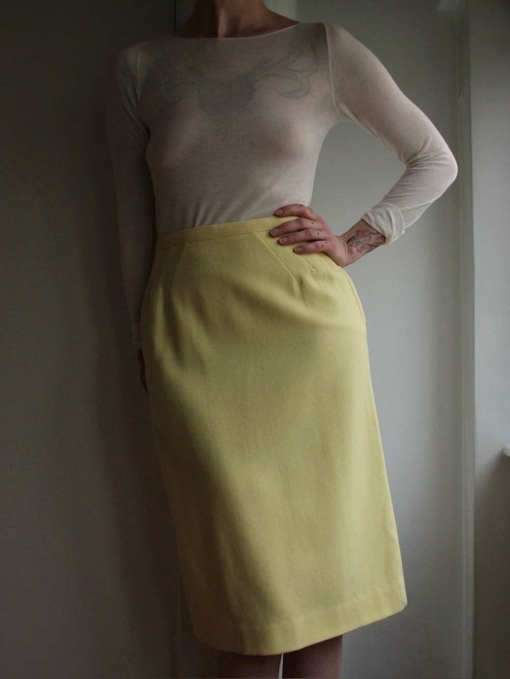 1960's Joyce Sportswear Buttercup Wool Pencil Skirt